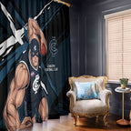 Carlton Football Club Window Curtain Blues Muscular Mascot Graphic - Abstract Paint Splatter Art