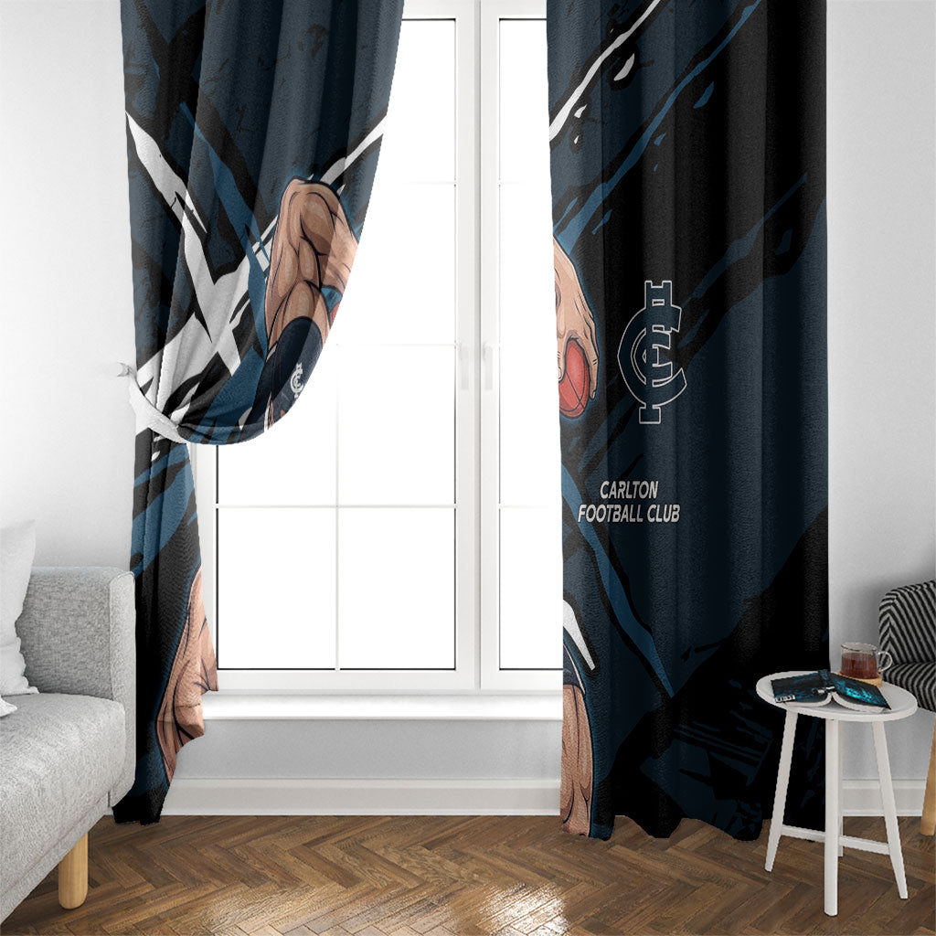 Carlton Football Club Window Curtain Blues Muscular Mascot Graphic - Abstract Paint Splatter Art