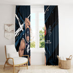 Carlton Football Club Window Curtain Blues Muscular Mascot Graphic - Abstract Paint Splatter Art