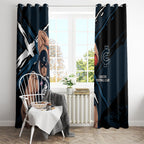 Carlton Football Club Window Curtain Blues Muscular Mascot Graphic - Abstract Paint Splatter Art