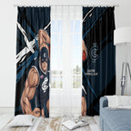 Carlton Football Club Window Curtain Blues Muscular Mascot Graphic - Abstract Paint Splatter Art
