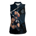 Carlton Football Club Women Sleeveless Polo Shirt Blues Muscular Mascot Graphic - Abstract Paint Splatter Art