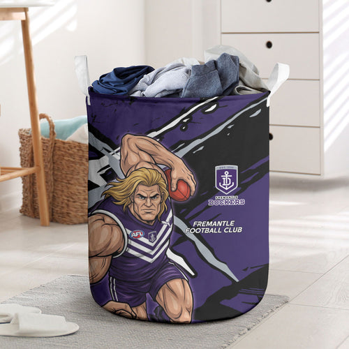 Fremantle Football Club Laundry Basket Dockers Muscular Mascot Graphic - Abstract Paint Splatter Art