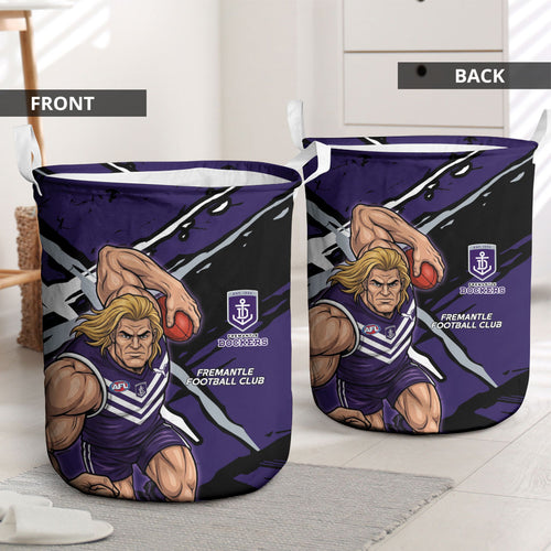 Fremantle Football Club Laundry Basket Dockers Muscular Mascot Graphic - Abstract Paint Splatter Art