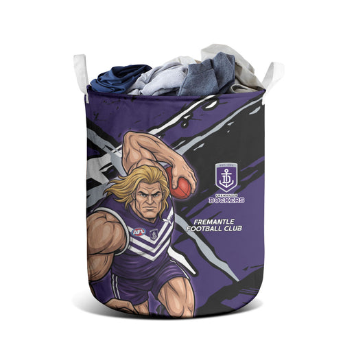 Fremantle Football Club Laundry Basket Dockers Muscular Mascot Graphic - Abstract Paint Splatter Art