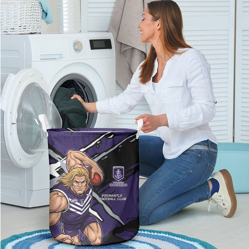 Fremantle Football Club Laundry Basket Dockers Muscular Mascot Graphic - Abstract Paint Splatter Art