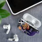 Fremantle Football Club AirPods Case Dockers Muscular Mascot Graphic - Abstract Paint Splatter Art