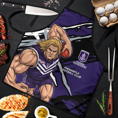 Fremantle Football Club Apron Dockers Muscular Mascot Graphic - Abstract Paint Splatter Art