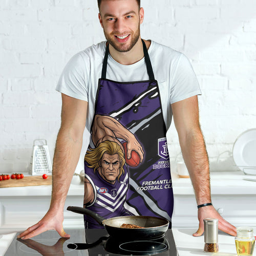 Fremantle Football Club Apron Dockers Muscular Mascot Graphic - Abstract Paint Splatter Art