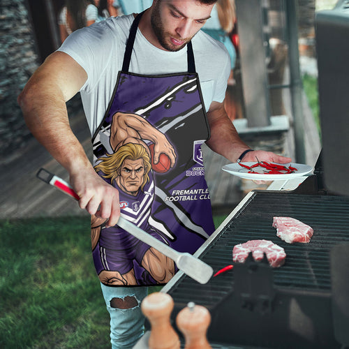 Fremantle Football Club Apron Dockers Muscular Mascot Graphic - Abstract Paint Splatter Art