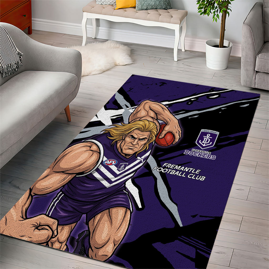 Fremantle Football Club Area Rug Dockers Muscular Mascot Graphic - Abstract Paint Splatter Art