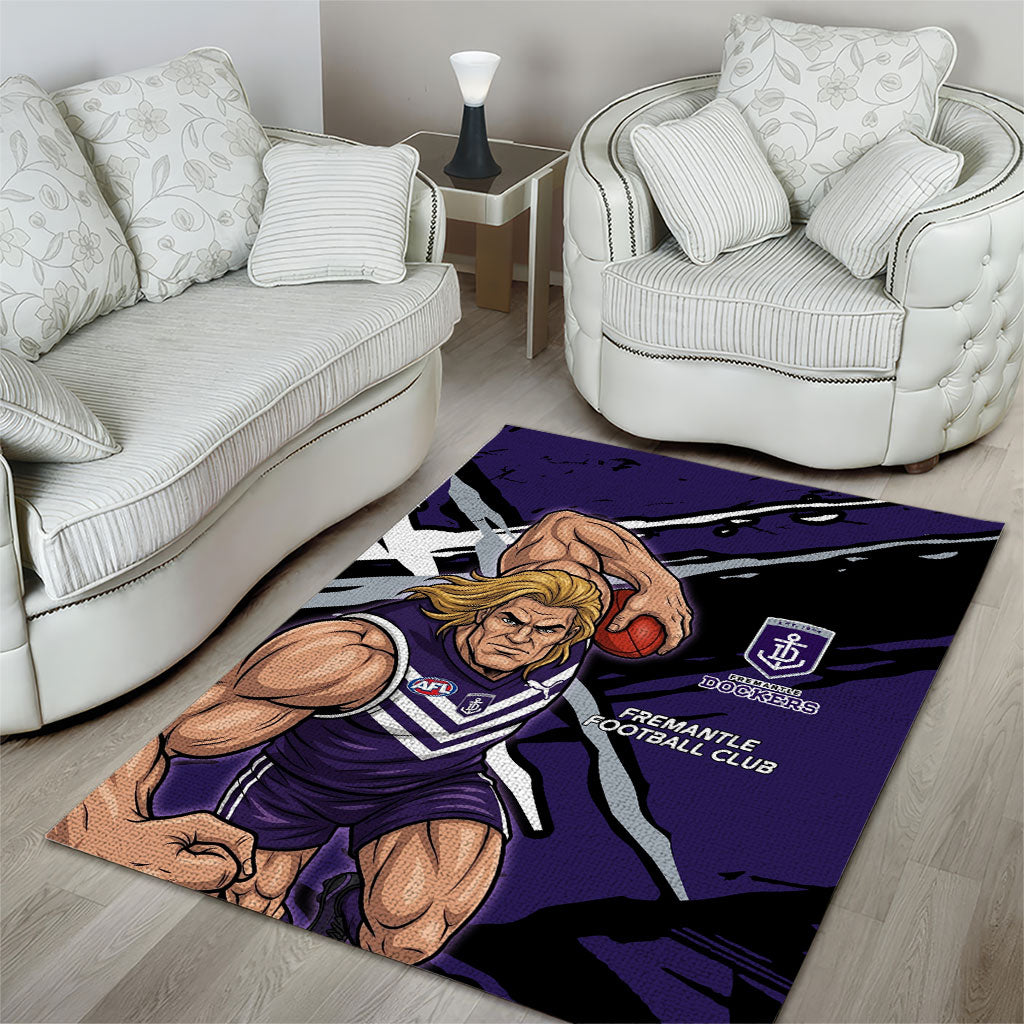 Fremantle Football Club Area Rug Dockers Muscular Mascot Graphic - Abstract Paint Splatter Art