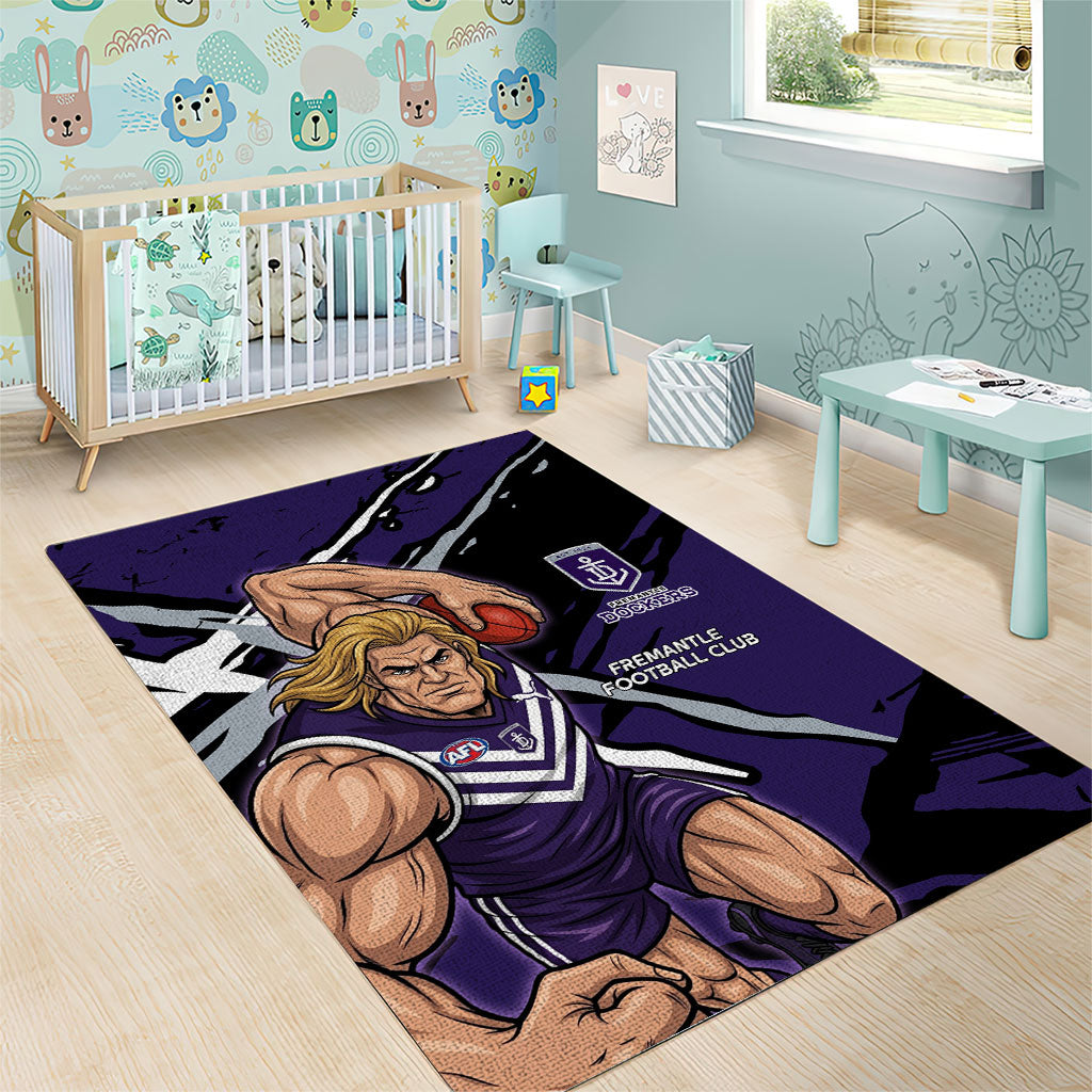 Fremantle Football Club Area Rug Dockers Muscular Mascot Graphic - Abstract Paint Splatter Art