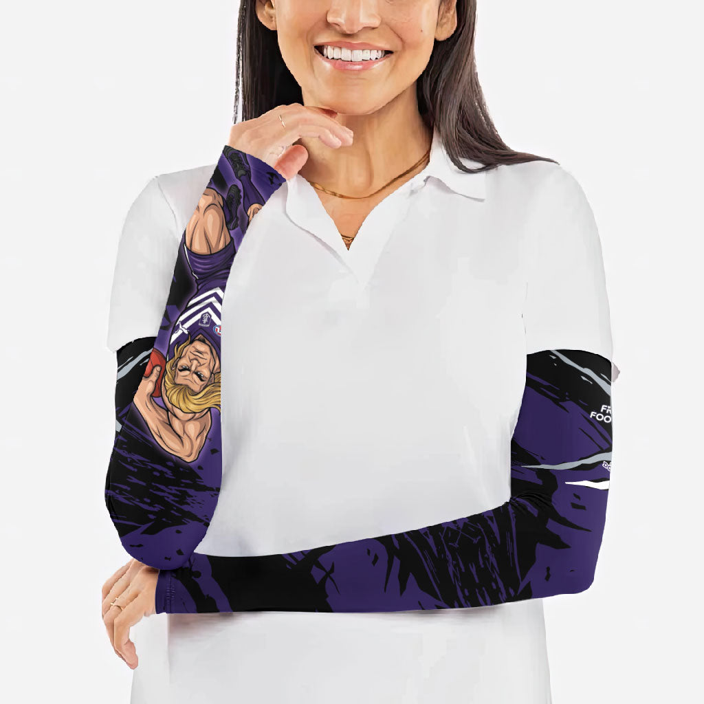 Fremantle Football Club Arm Sleeves Dockers Muscular Mascot Graphic - Abstract Paint Splatter Art