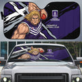 Fremantle Football Club Auto Sun Shade Dockers Muscular Mascot Graphic - Abstract Paint Splatter Art