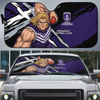 Fremantle Football Club Auto Sun Shade Dockers Muscular Mascot Graphic - Abstract Paint Splatter Art