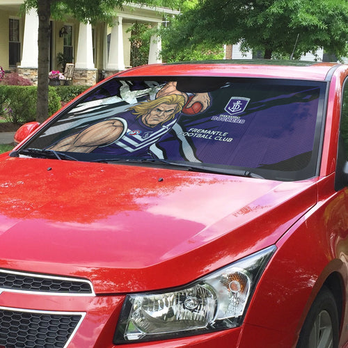 Fremantle Football Club Auto Sun Shade Dockers Muscular Mascot Graphic - Abstract Paint Splatter Art