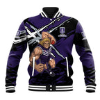 Fremantle Football Club Baseball Jacket Dockers Muscular Mascot Graphic - Abstract Paint Splatter Art
