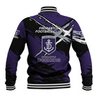 Fremantle Football Club Baseball Jacket Dockers Muscular Mascot Graphic - Abstract Paint Splatter Art
