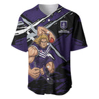 Fremantle Football Club Baseball Jersey Dockers Muscular Mascot Graphic - Abstract Paint Splatter Art