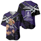Fremantle Football Club Baseball Jersey Dockers Muscular Mascot Graphic - Abstract Paint Splatter Art