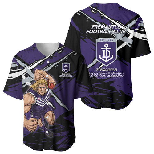 Fremantle Football Club Baseball Jersey Dockers Muscular Mascot Graphic - Abstract Paint Splatter Art