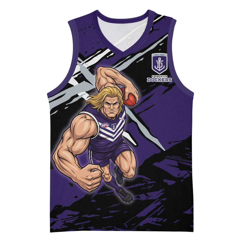 Fremantle Football Club Basketball Jersey Dockers Muscular Mascot Graphic - Abstract Paint Splatter Art
