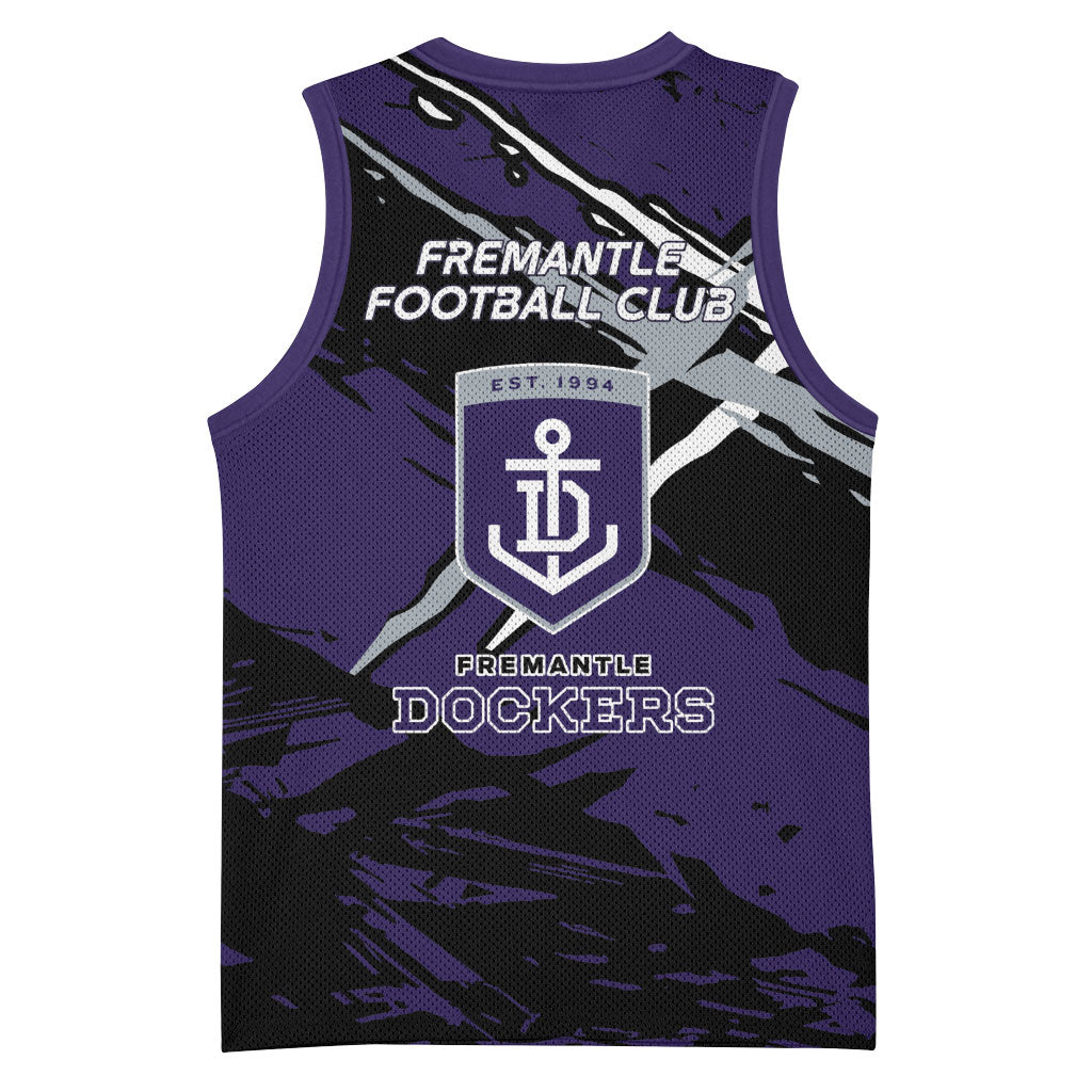 Fremantle Football Club Basketball Jersey Dockers Muscular Mascot Graphic - Abstract Paint Splatter Art