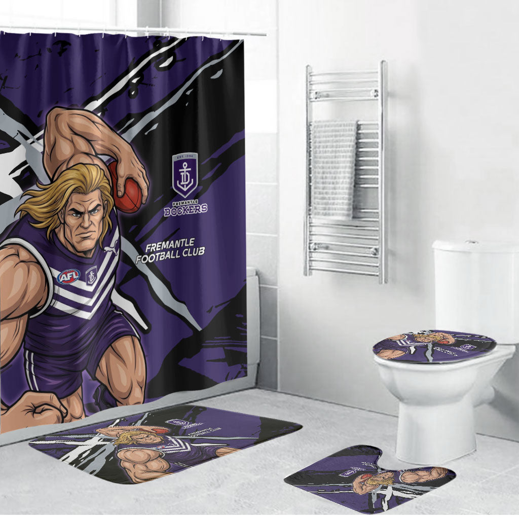 Fremantle Football Club Bathroom Set Dockers Muscular Mascot Graphic - Abstract Paint Splatter Art