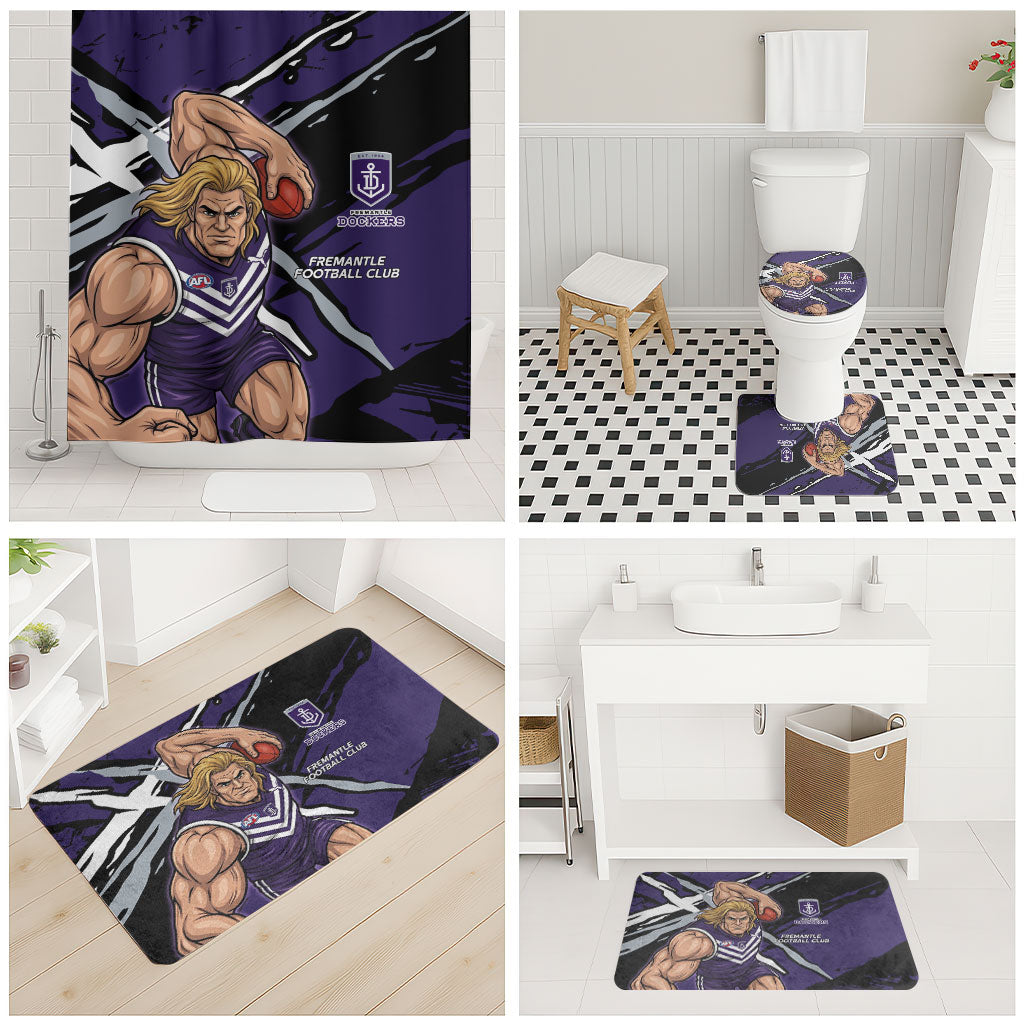 Fremantle Football Club Bathroom Set Dockers Muscular Mascot Graphic - Abstract Paint Splatter Art