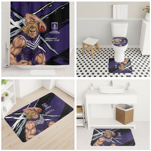 Fremantle Football Club Bathroom Set Dockers Muscular Mascot Graphic - Abstract Paint Splatter Art