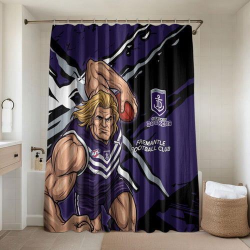 Fremantle Football Club Bathroom Set Dockers Muscular Mascot Graphic - Abstract Paint Splatter Art