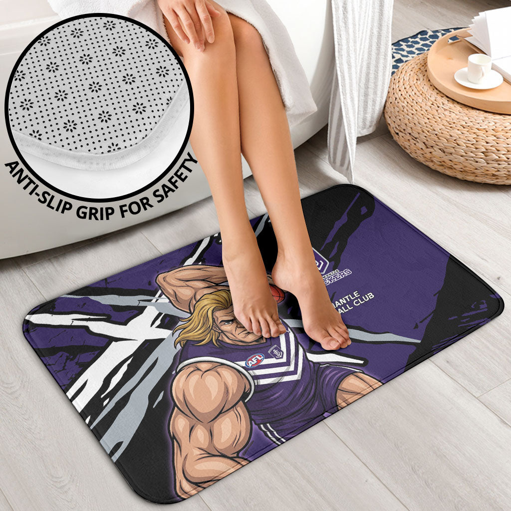 Fremantle Football Club Bathroom Set Dockers Muscular Mascot Graphic - Abstract Paint Splatter Art
