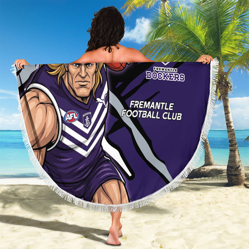 Fremantle Football Club Beach Blanket Dockers Muscular Mascot Graphic - Abstract Paint Splatter Art