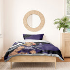 Fremantle Football Club Bedding Set Dockers Muscular Mascot Graphic - Abstract Paint Splatter Art