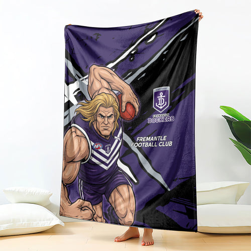 Fremantle Football Club Blanket Dockers Muscular Mascot Graphic - Abstract Paint Splatter Art