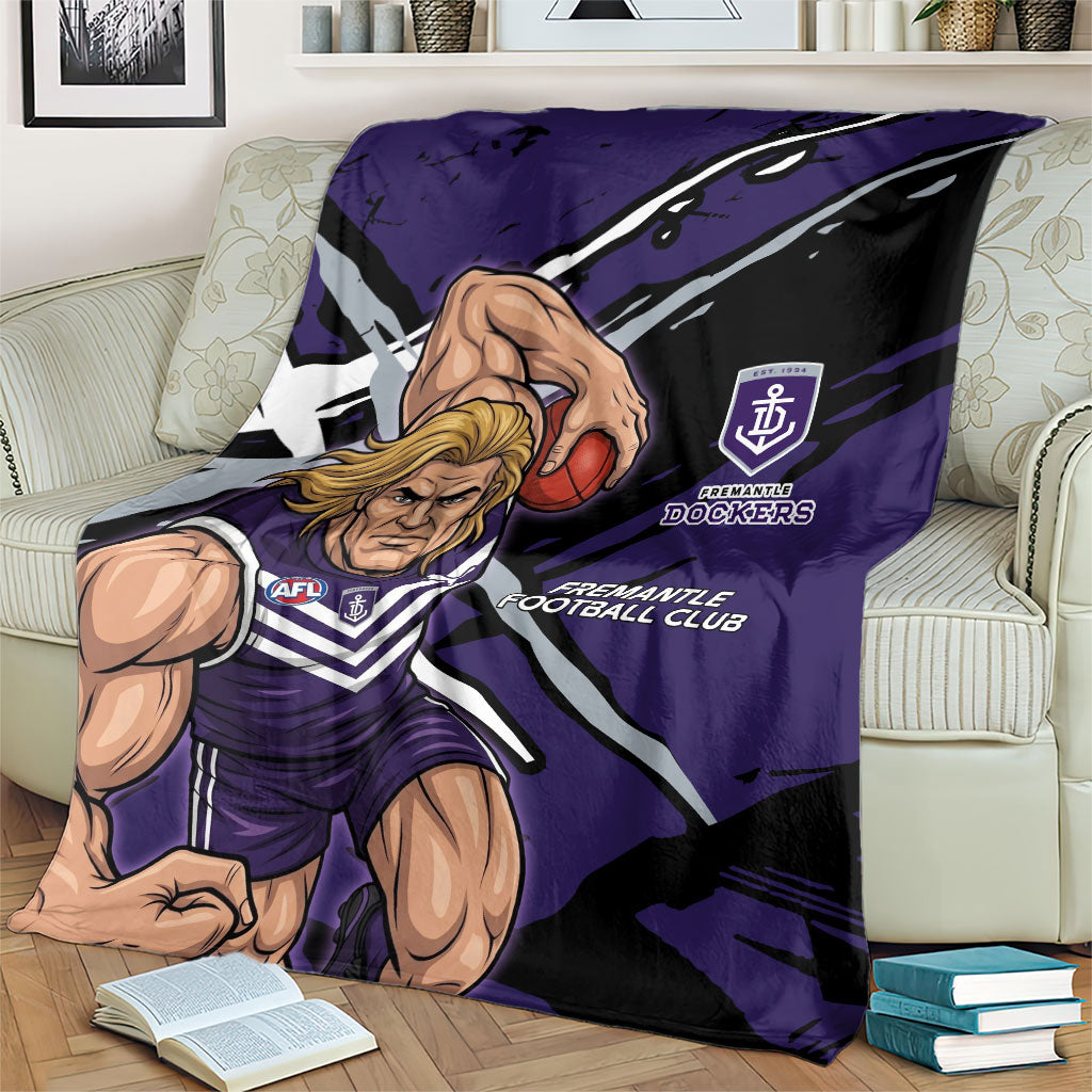 Fremantle Football Club Blanket Dockers Muscular Mascot Graphic - Abstract Paint Splatter Art