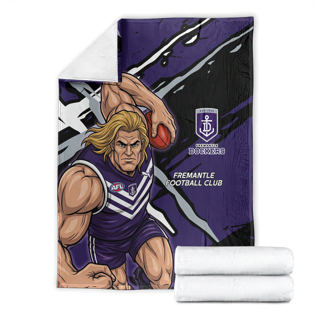Fremantle Football Club Blanket Dockers Muscular Mascot Graphic - Abstract Paint Splatter Art