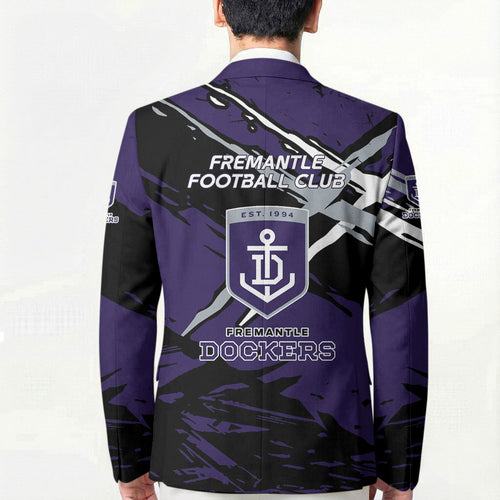 Fremantle Football Club Blazer Dockers Muscular Mascot Graphic - Abstract Paint Splatter Art