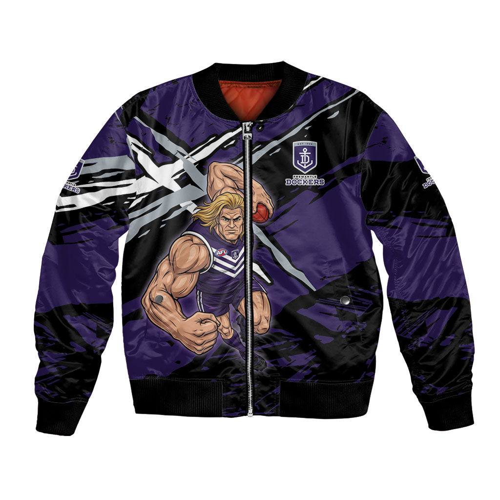 Fremantle Football Club Bomber Jacket Dockers Muscular Mascot Graphic - Abstract Paint Splatter Art