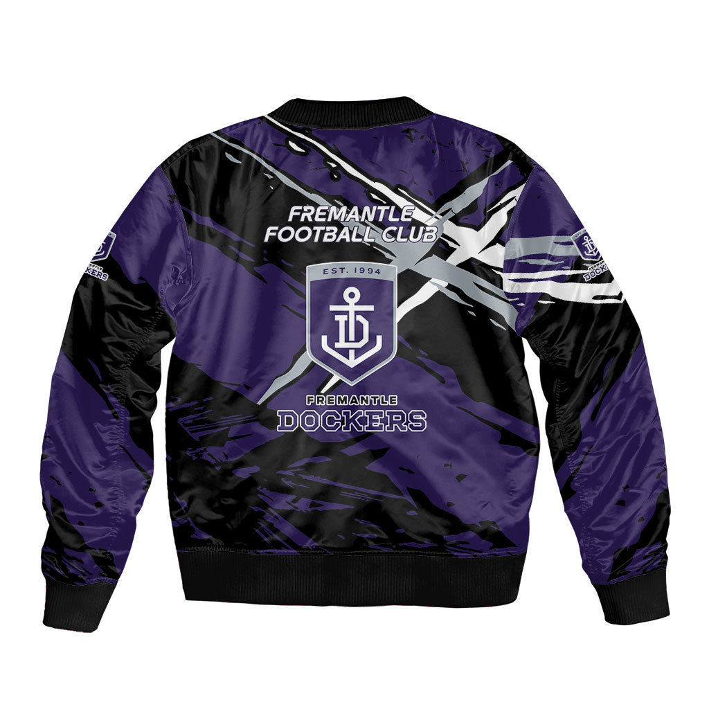 Fremantle Football Club Bomber Jacket Dockers Muscular Mascot Graphic - Abstract Paint Splatter Art