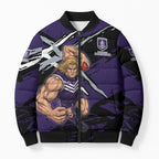 Fremantle Football Club Bomber Puffer Jacket Dockers Muscular Mascot Graphic - Abstract Paint Splatter Art