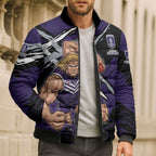 Fremantle Football Club Bomber Puffer Jacket Dockers Muscular Mascot Graphic - Abstract Paint Splatter Art