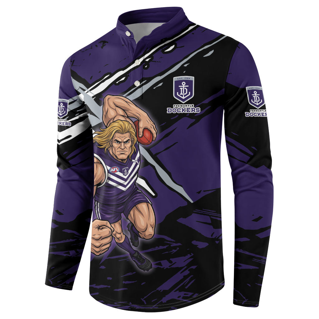 Fremantle Football Club Button Sweatshirt Dockers Muscular Mascot Graphic - Abstract Paint Splatter Art
