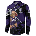 Fremantle Football Club Button Sweatshirt Dockers Muscular Mascot Graphic - Abstract Paint Splatter Art