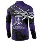Fremantle Football Club Button Sweatshirt Dockers Muscular Mascot Graphic - Abstract Paint Splatter Art