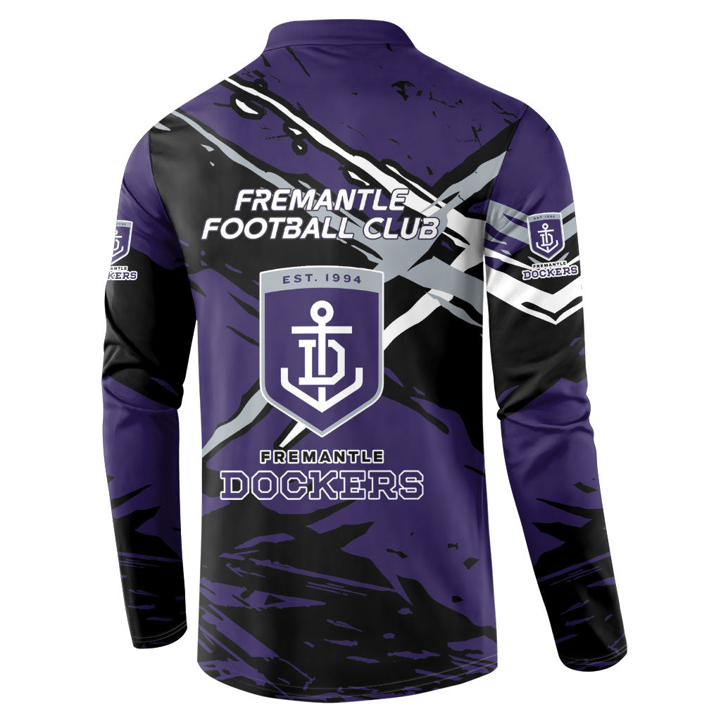 Fremantle Football Club Button Sweatshirt Dockers Muscular Mascot Graphic - Abstract Paint Splatter Art