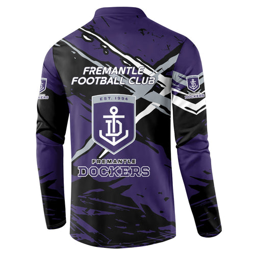 Fremantle Football Club Button Sweatshirt Dockers Muscular Mascot Graphic - Abstract Paint Splatter Art