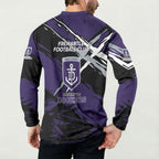 Fremantle Football Club Button Sweatshirt Dockers Muscular Mascot Graphic - Abstract Paint Splatter Art