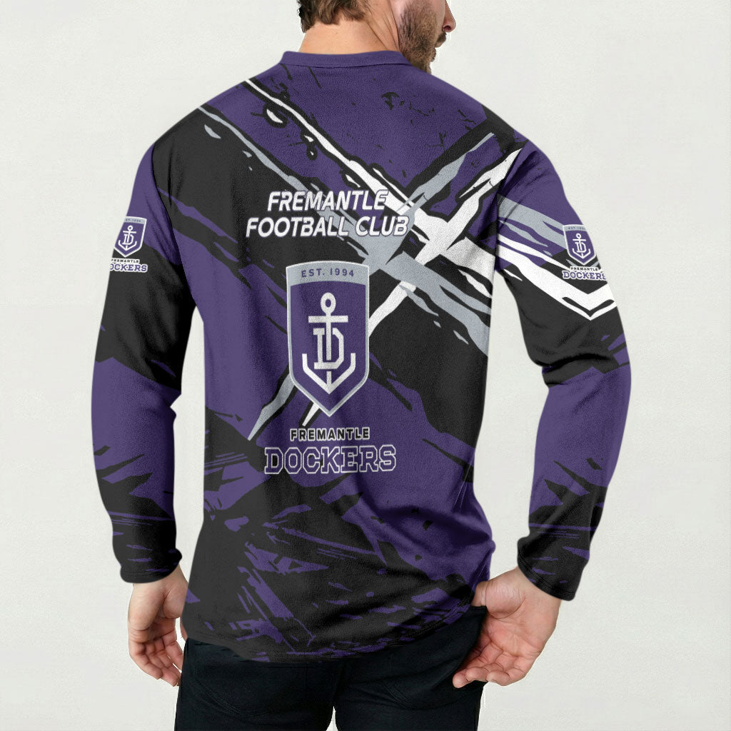 Fremantle Football Club Button Sweatshirt Dockers Muscular Mascot Graphic - Abstract Paint Splatter Art